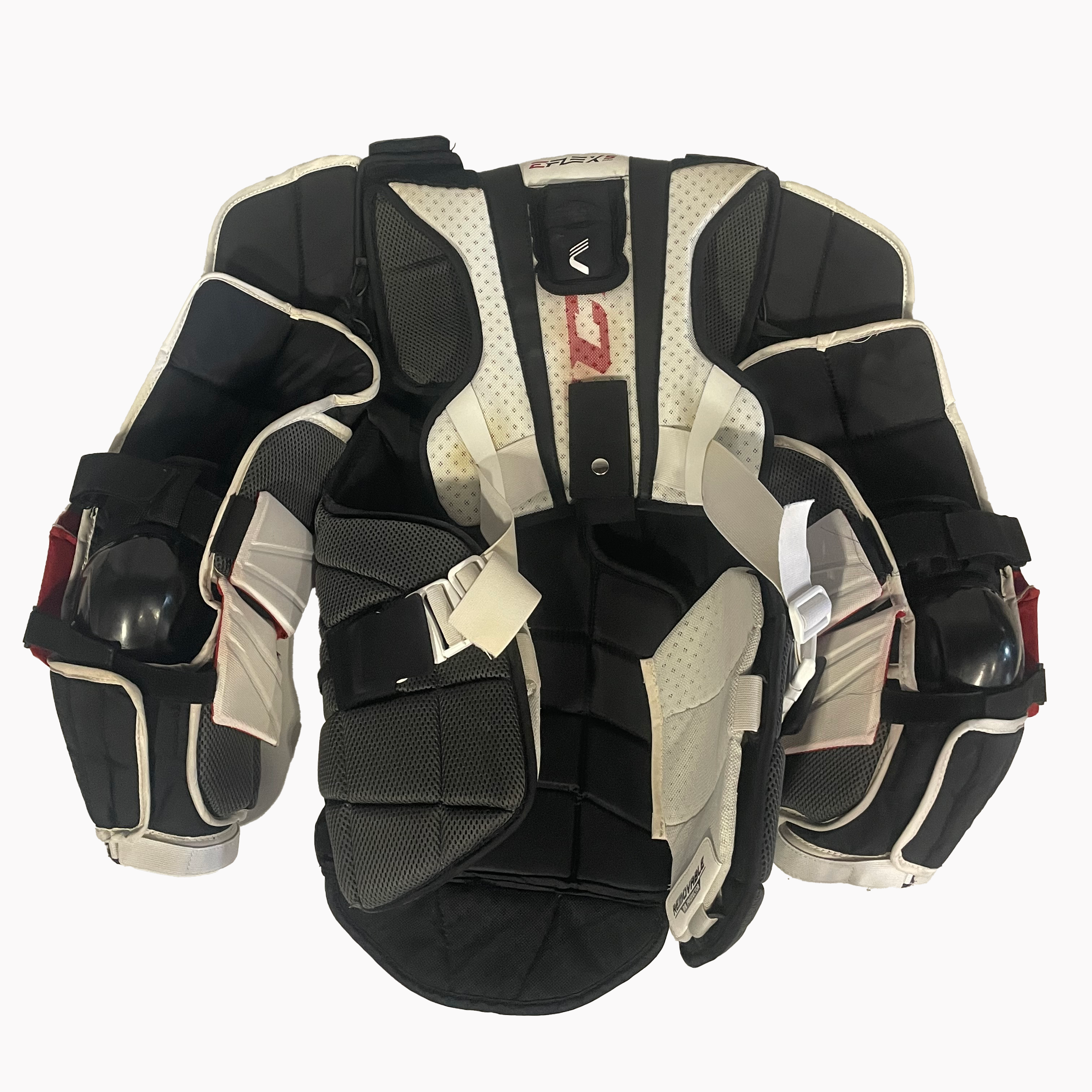 CCM Extreme Flex 5 Pro - Plastron de gardien de but Pro d'occasion (blanc/rouge)